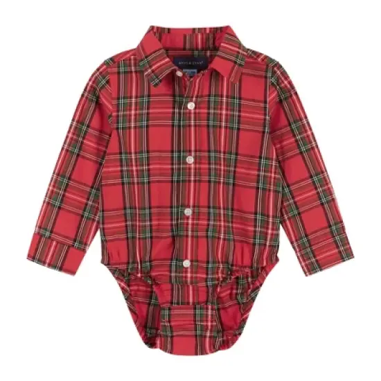 Andy & Evan  Infant  Boys Red Plaid Flannel Buttondown w/Suspenders Set image {2}