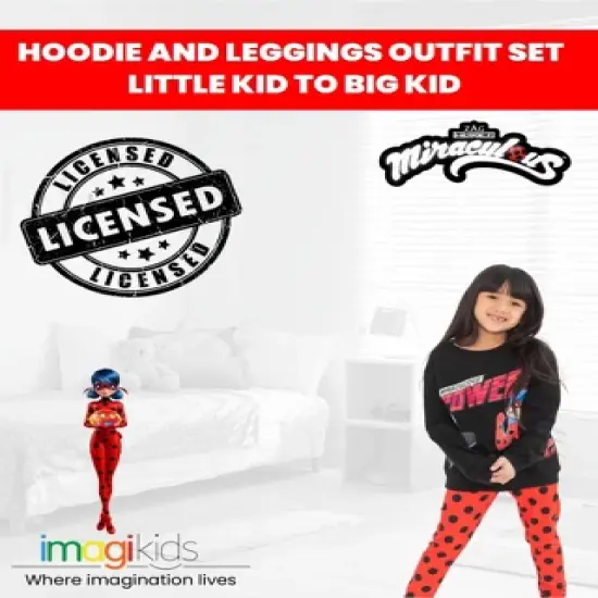Miraculous Cat Noir Ladybug Girls French Terry Sweatshirt and Leggings Outfit Set toddler to Big Kid  image {1}