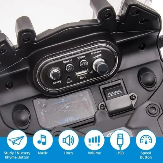 12V Kids Ride On Police Motorcycle, Licensed BMW Police Motorbike with High/Low Variable Speed,Built-In Music,USB,Warning, Lights, Spring Suspension image {5}