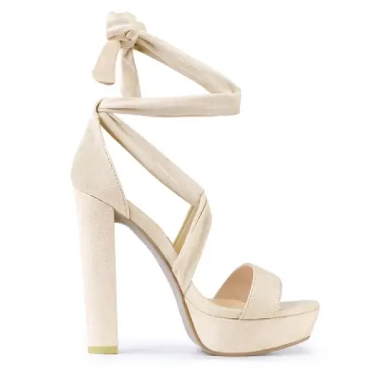 Allegra K Women's Lace Up Platform Block Heel Sandals image {6}