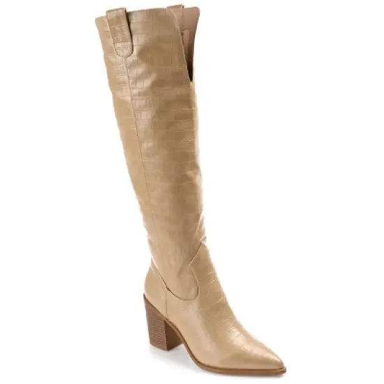 Journee Collection Womens Therese Tru Comfort Foam Wide Calf Stacked Heel Knee High Boots image {13}