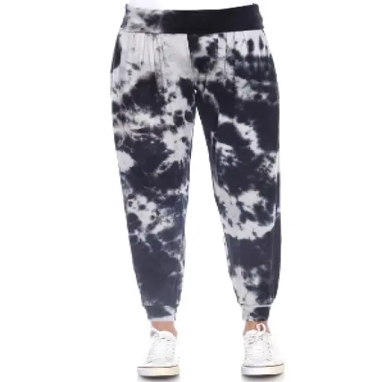 Women's Tie Dye Harem Pants with Pockets - White Mark image {4}