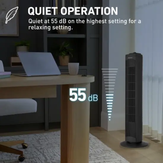 Holmes 29" Manual Tower Oscillating Fan with Clean Breeze image {5}