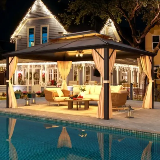 EROMMY 10 FT X 13 FT Aluminum Patio Hardtop Gazebo image {1}