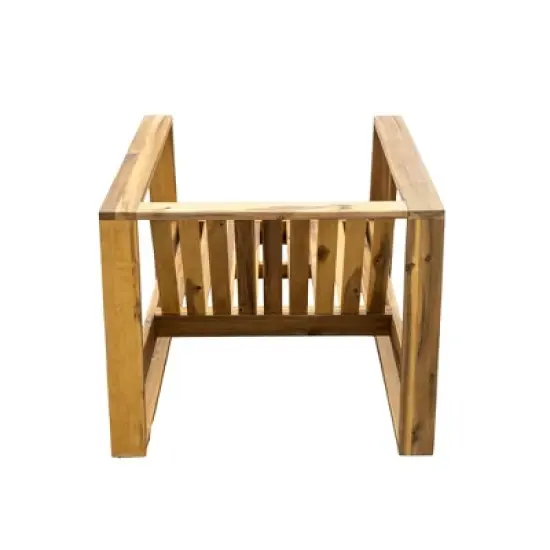 FIONECA U_STYLE Acacia Wood Outdoor Lounge Set, Chair & Ottoman with Removable Cushions, All-Weather Patio/Deck/Daybed image {12}