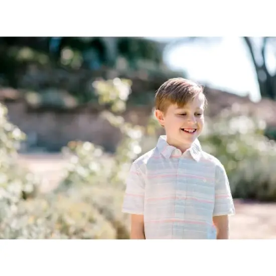 Hope & Henry Boys' Linen Short Sleeve Button Down Shirt, Kids image {5}