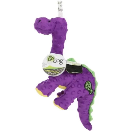 goDog Dinos Bruto Squeaky Plush Dog Toy, Chew Guard Technology,  Purple, Large image {4}