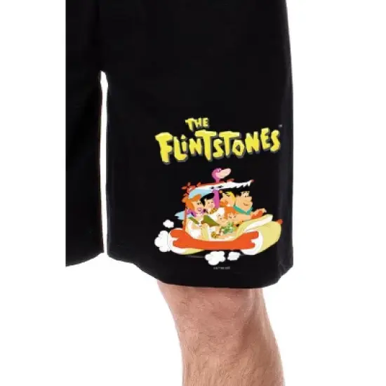 The Flintstones 1985 Mens' Cartoon TV Show Characters Sleep Pajama Shorts Black image {1}