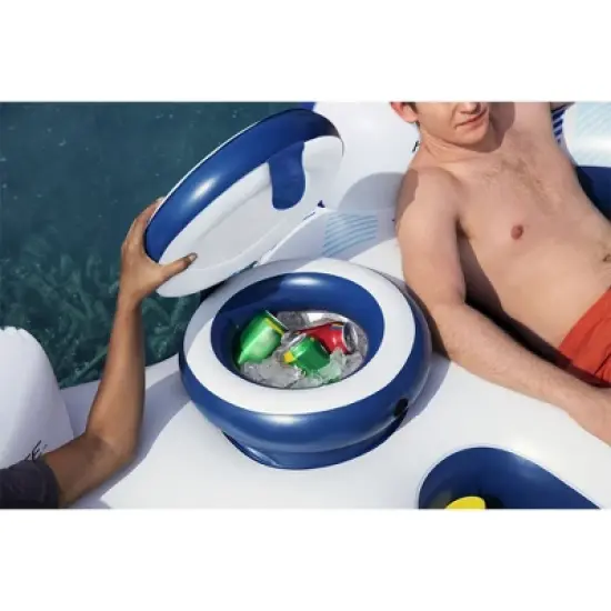 Bestway Hydro-Force Rapid Rider Inflatable Double Water River Tube Float for 2 People with Built-In Backrest, Handles, and Cupholders, Blue image {3}