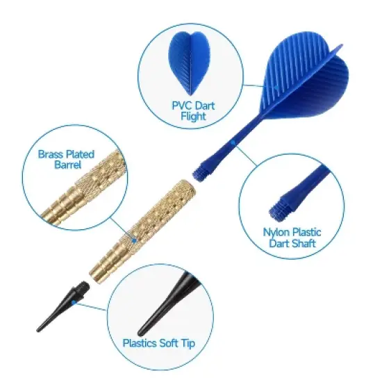 GSE 12 Pcs of 16 Grams Soft Tip Darts, Bar Dart, Plus 60 Free Dart Tips (Plastic) image {2}