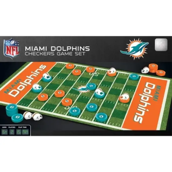 MasterPieces Officially licensed NFL Miami Dolphins Checkers Board Game for Families and Kids ages 6 and Up image {1}