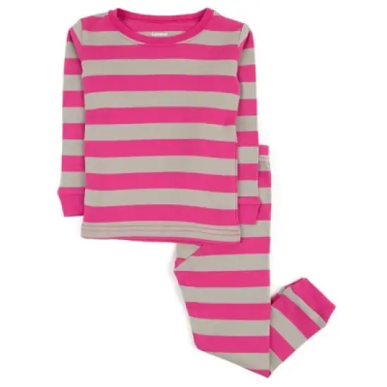 Leveret Kids Two Piece Cotton Striped Girls Pajamas image {8}
