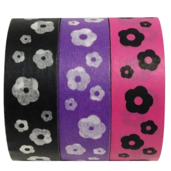 Wrapables Go Happy Floral Japanese Washi Masking Tape (Set of 3) image {3}