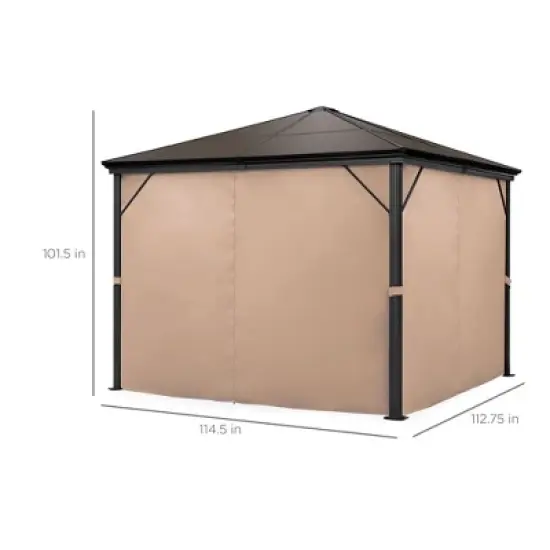 Best Choice Products 10x10ft Hardtop Gazebo, Outdoor Aluminum Canopy for Backyard, Garden w/ Side Curtains, Netting image {6}