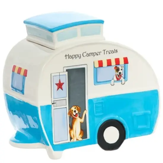 The Lakeside Collection Table Toppers Dog Themed Tabletop Collection Kitchen Dining Tail Wagging - Camper Cookie Jar image {1}