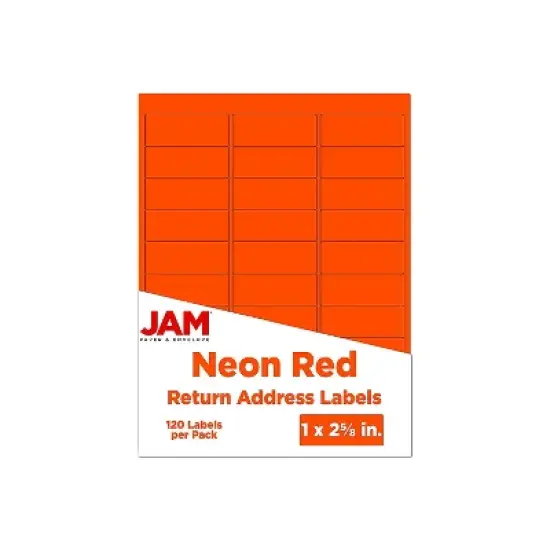 JAM Paper Laser/Inkjet Mailing Address Labels 1 x 2 5/8 Neon Red 354328230 image {5}
