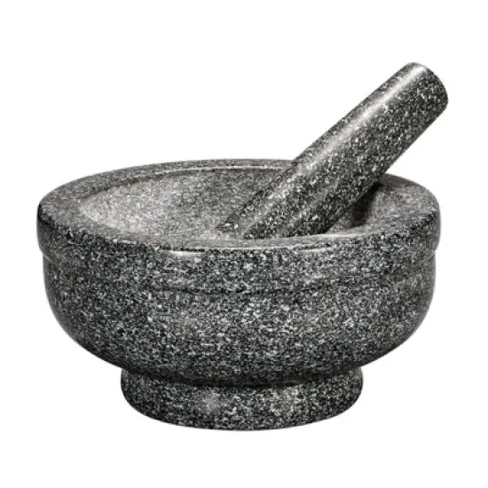 Cilio, Granite Mortar and Pestle, 6.75" round x 2.25" deep, natural green, image {4}