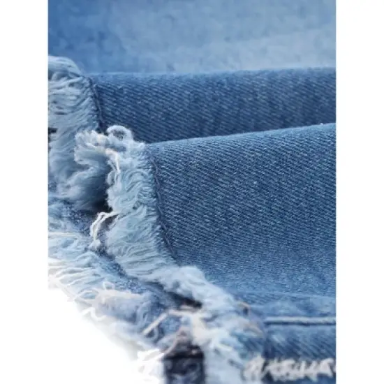 Agnes Orinda Women's Plus Size Denim Asymmetrical Slit Fashion Pockets Raw Hem Mini Skirts image {4}