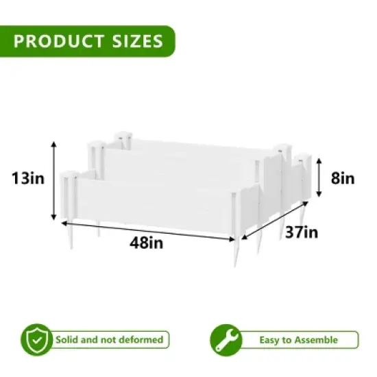 Lirago 48" x 37" x 13" White PVC Modular Garden Fence Panel-Durable Easy to Install Soil Improvement Solution image {4}