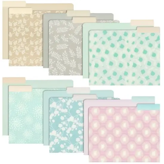 Paper Junkie 12-Pack Pastel Decorative File Folders for Women, Office, Classroom Supplies, Letter Size, 1/3 Cut Tabs, 11.5x9.5 In image {7}