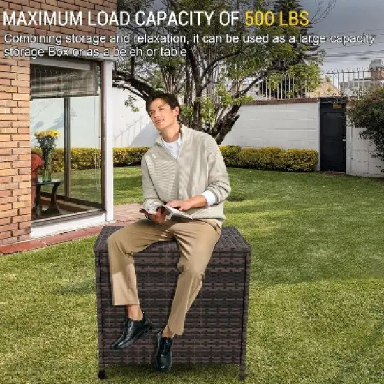 Acekool 80-Gallon Outdoor Deck Storage Box with Lockable Lid, Waterproof & UV-Resistant, Wheels and Handles for Patio, Garden, Poolside Storage image {6}