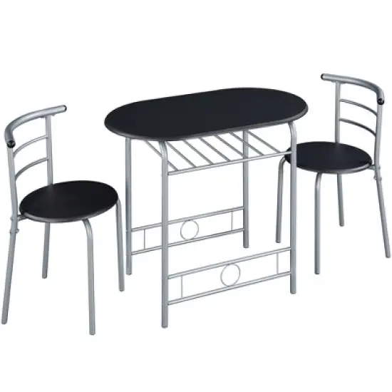 Yaheetech Modern Round Dining Table Set for 2 with Steel Legs, Storage Rack for Kitchens image {7}