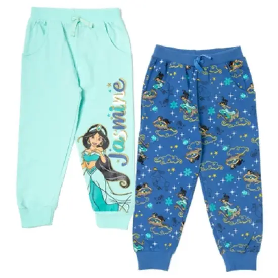 Disney Princess Moana Belle Rapunzel Jasmine Ariel Cinderella Girls 2 Pack Pants Little Kid to Big Kid image {10}