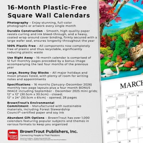 Hopper Studio A Country Walk 2026 12"x24" Hanging Square Wall Calendar Plastic-Free image {5}