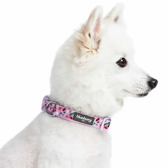 Blueberry Pet Cherry Garden Dog Collar with Dainty Flowers image {4}