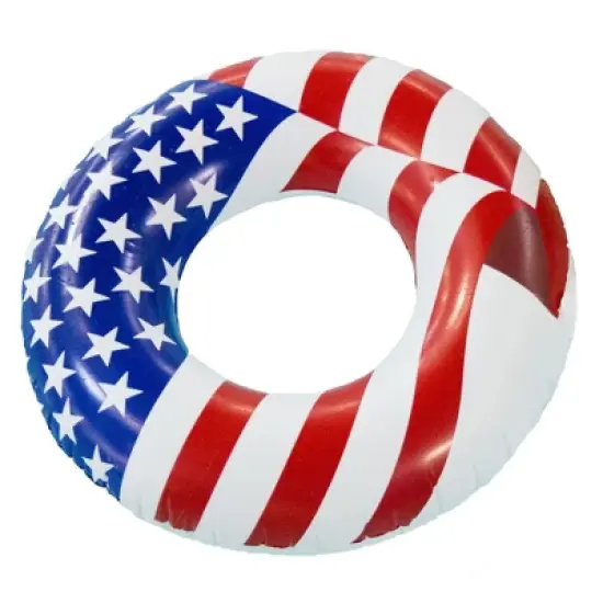 Swimline 36 Inch Inflatable American Flag Swimming Pool Tube Float (6 Pack) image {1}