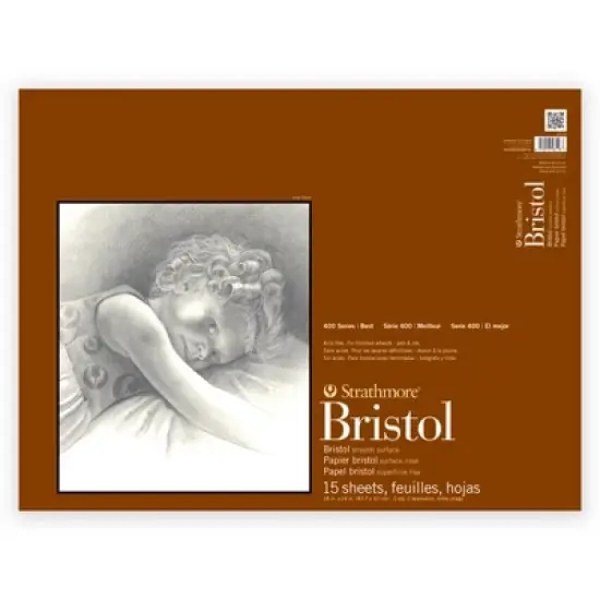 Strathmore 400 Series Bristol Paper Pad, Smooth Finish, 2-Ply, Tape Binding, 15 Sheet, 18x24 inch, 1 Count image {1}