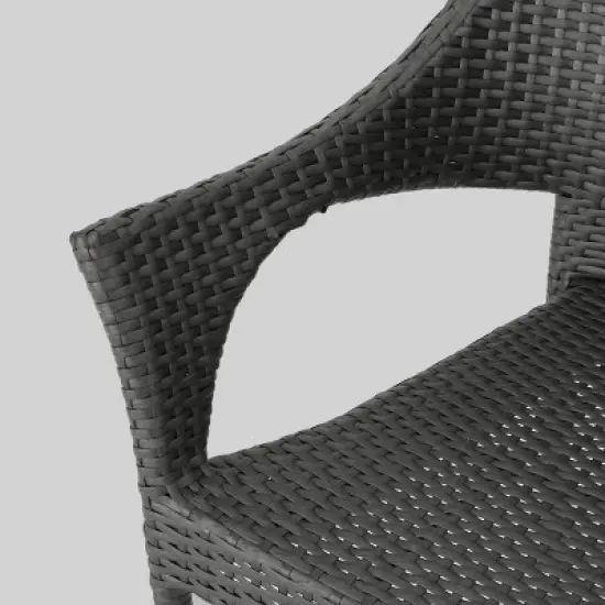 Nora 7pc Wicker and Acacia Wood Dining Set - Gray - Christopher Knight Home image {4}