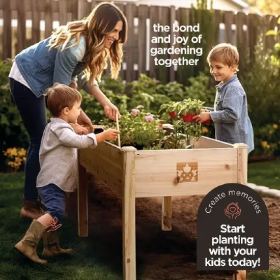 Raised Garden Bed - Elevated Wood Planter Box with Bed Liner - Planter Box with Legs for Flowers, Herbs - 200lb Capacity - 48x26.5x30 Maple99 image {5}
