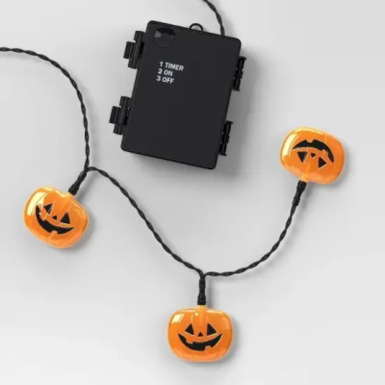 20ct LED Battery Operated Iridescent Pumpkin Halloween Indoor Outdoor Novelty String Lights Black/White - Hyde and EEK! Boutique&trade; image {3}