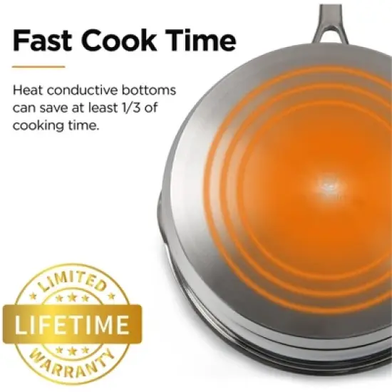 Othello 10-Piece Tri-Ply Stainless Steel Cookware Set, Induction Cooktop Compatible, Professional Performance Pots & Pans, Oven Safe, Dishwasher Safe image {5}