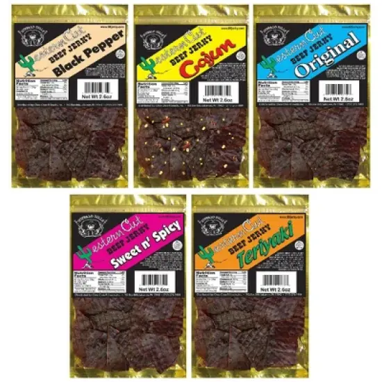 Buffalo Bills 5-ct Assorted Western Cut Beef Jerky Sampler - Five 2.6oz Packs image {1}