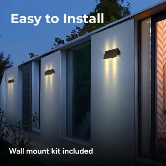 Techko Maid 2pk Solar Bi-Directional Decorative Wall Light Matte Black image {4}