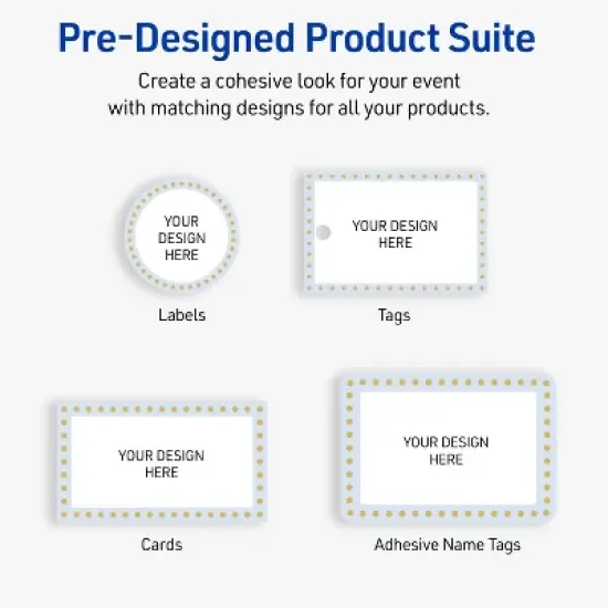 Avery&reg; Name Tags, 2-1/3" x 3-3/8", Blue Border w/ Gold Dots, 80ct image {6}