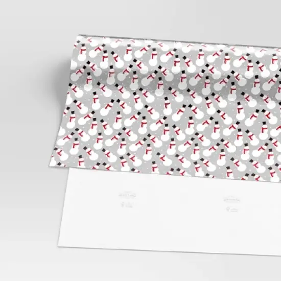 30&rdquo; 25 sq ft Christmas Roll Wrap Snowman on Silver - Wondershop&trade; image {2}