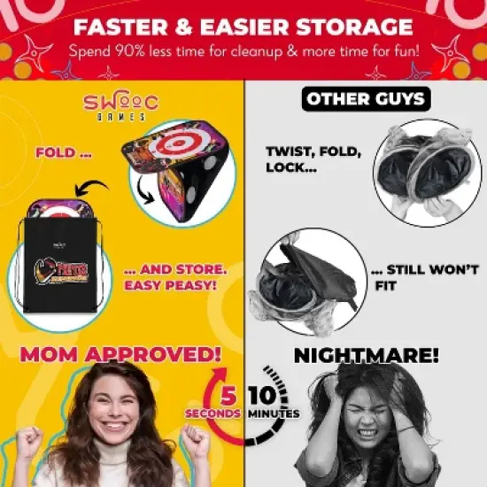 SWOOC Games - Ninja Superstar | 2-in-1 Corn Hole Games for Kids | 5-Second Setup | Ninja Kids Toys | Ninja Games | Bean Bag Toss Game for Kids image {4}