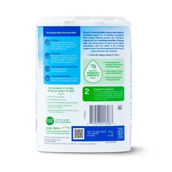 Happy Baby Organic Infant Formula Powder - Stage 2 - 22.9oz image {1}