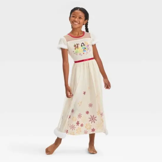 Girls' Disney Princess Christmas Dress-up NightGown - White image {3}