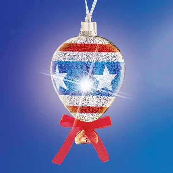 Collections Etc Mercury Glass Styled Americana Balloon LED String Lights image {2}