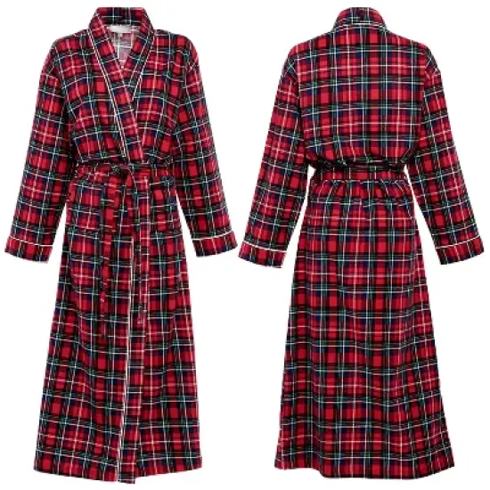 Women's Soft Cotton Flannel Robe, Long Hooded Night Dress image {2}