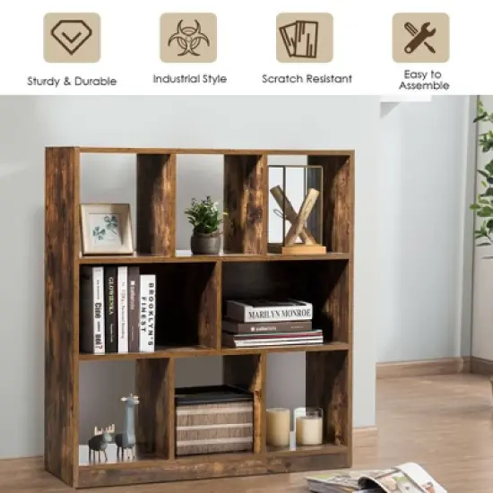 Costway Bookcase Industrial Freestanding Bookshelf Storage Organizer w/ Open Compartments image {5}
