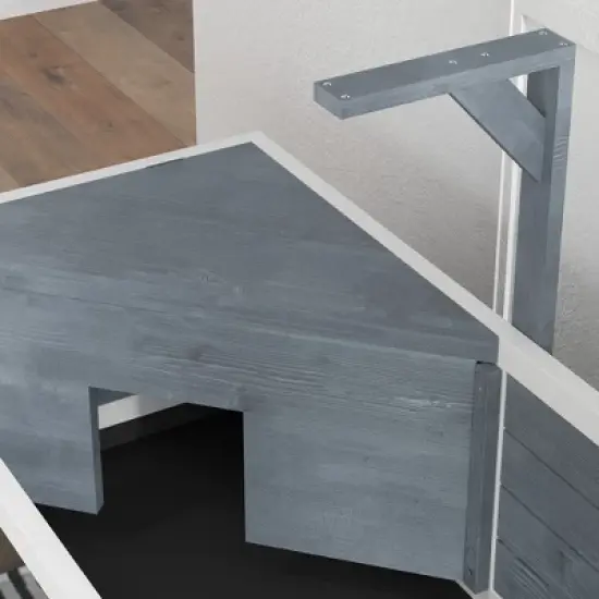 PawHut Tortoise Habitat, Wooden Tortoise Enclosure with Storage Shelf, Clear Windows, Lamp Holder, Openable Top, Built-in Tray image {5}