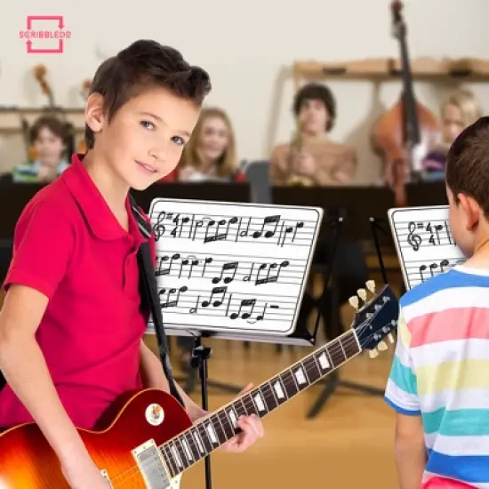 SCRIBBLEDO Music Staff Dry Erase 9"X12" Board 10-Pack, Erasers Included image {4}