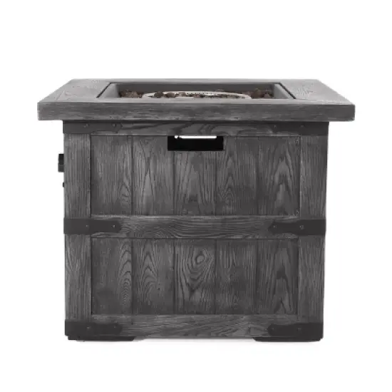 Finethy Outdoor 40000 BTU Light Weight Concrete Square Fire Pit Wood Gray - Christopher Knight Home image {6}