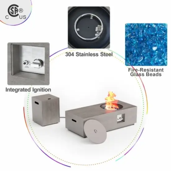 Evita 50,000 BTU Outdoor Fire Pit Table with Glass Stone and Rain Cover-48 *20.9*12.4 Inch image {6}