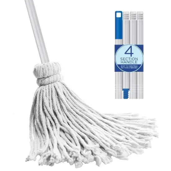 Lola Products 12 Oz. Cotton String Wet Mop w/ Wire Wound Head, Absorbs 4x its Weight in Water, Durable & Super Absorbent Floor Cleaning, 1 Count image {3}